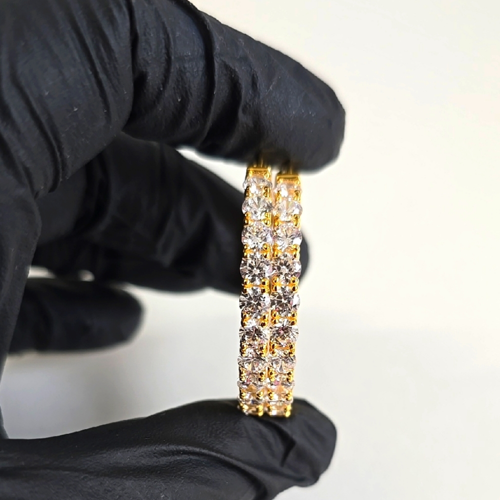 Watch Video / Sterling Silver 925 Elegant Gold and Silver Women's Hoop Earrings